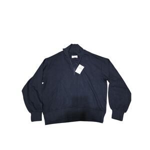 Lou & Grey Signature Soft Plush Quarter Zip Pullover XS Navy Nordstrom NWT